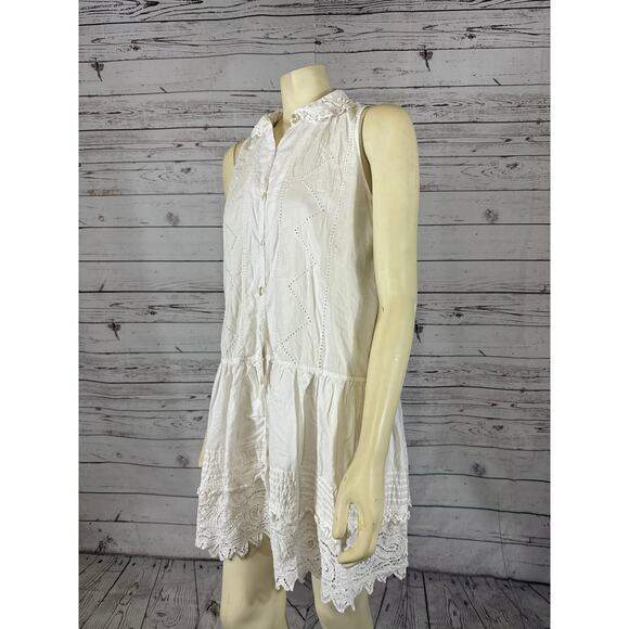 Vintage 1990’s Lone Ranger Paisley Eyelet collared button down dress size medium - Picture 10 of 12